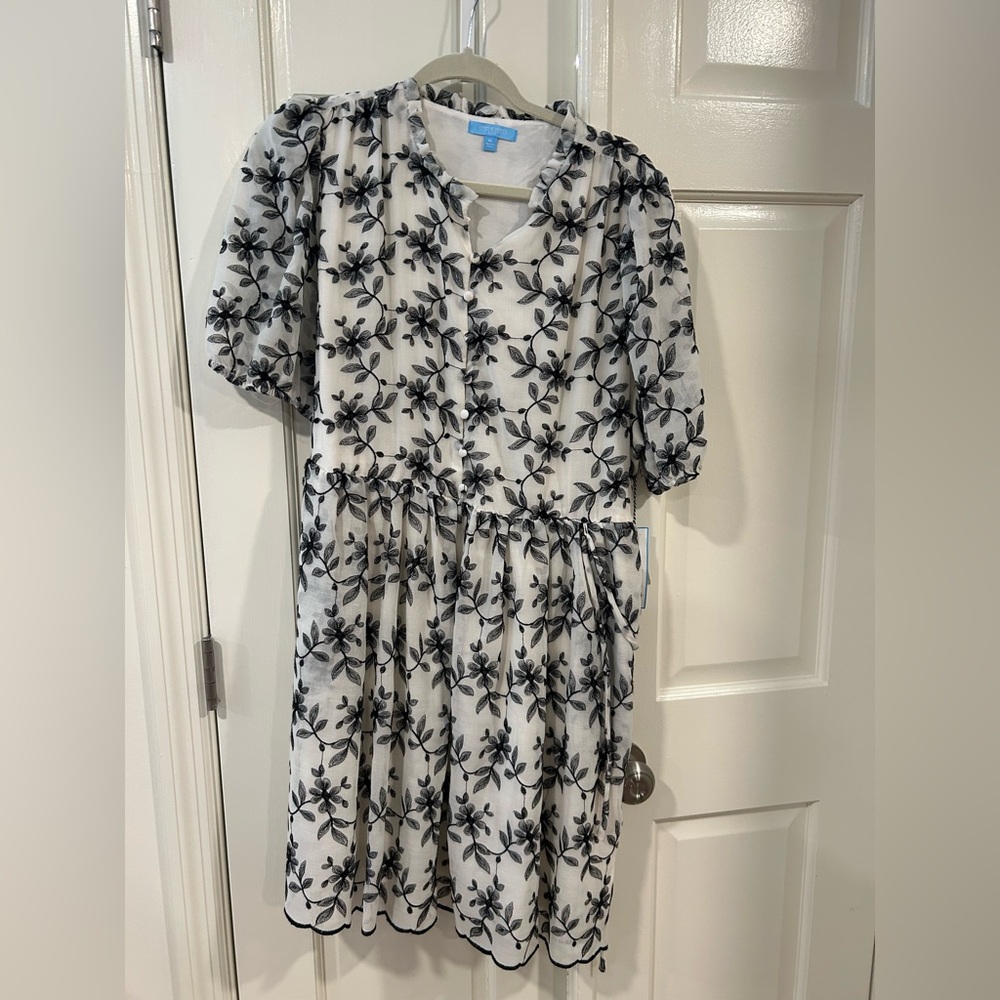 Draper James Ivory Dress with Black Embroidery